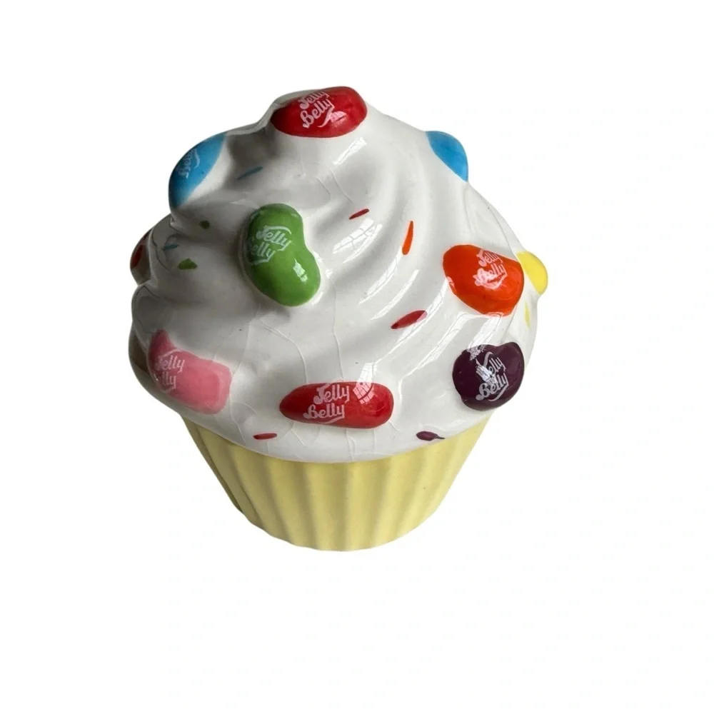 Jelly Belly Jelly Beans Ceramic Cupcake Candy Jar Trinket